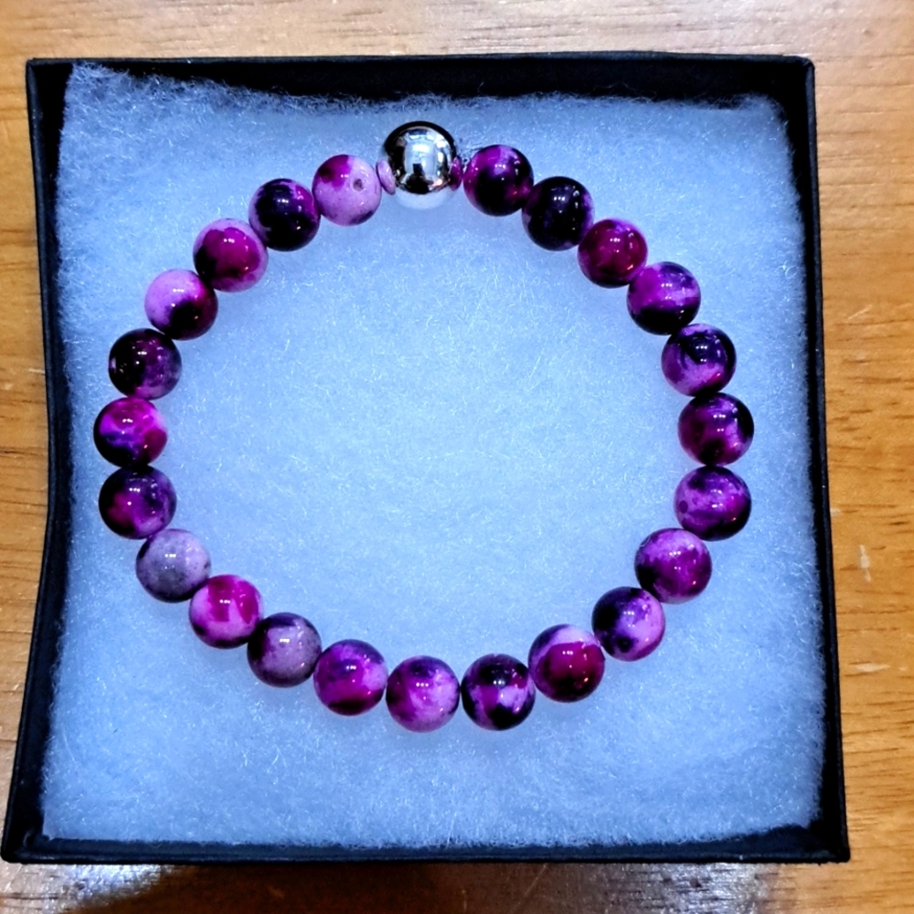 Pink & Purple Jade Stone Bracelet